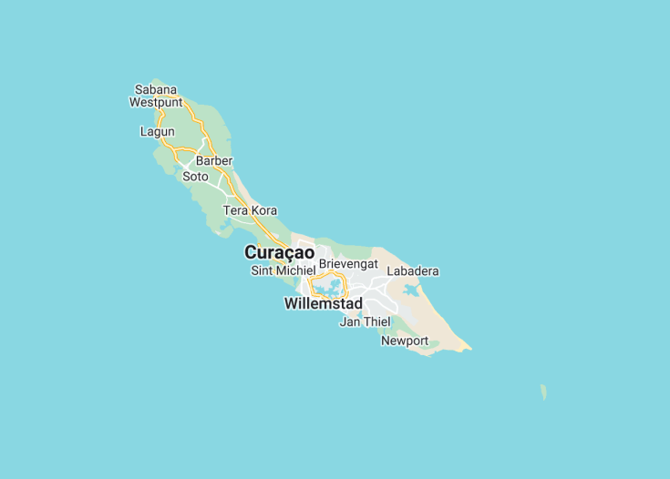 Map of Curaçao (Netherlands), 