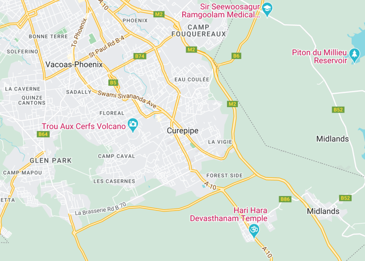 Map of Curepipe, Mauritius