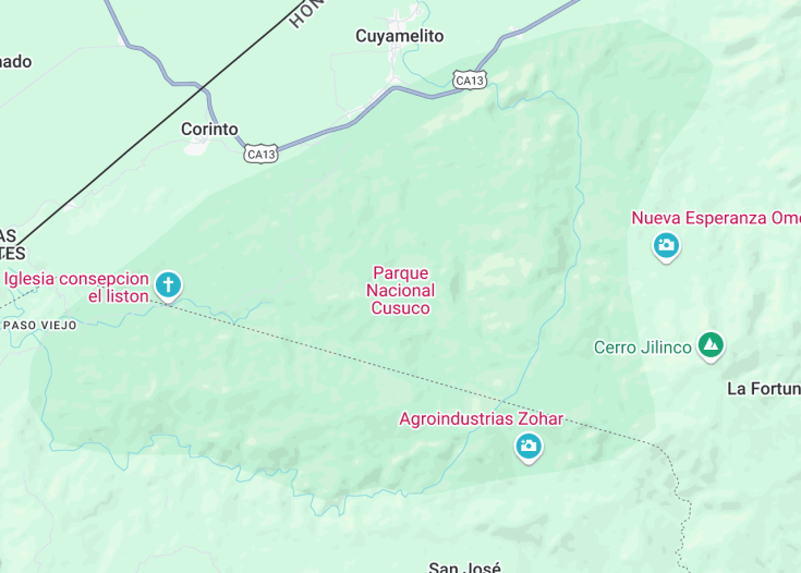 Map of Cusuco National Park, San Pedro Sula