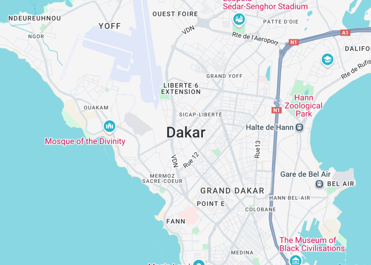 Map of Dakar, Senegal