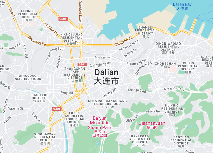 Map of Dalian, China