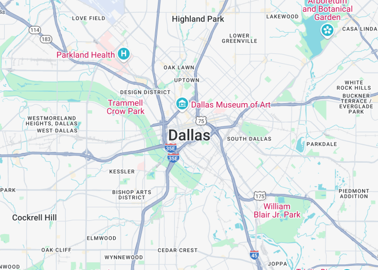 Map of Dallas, Texas (USA)