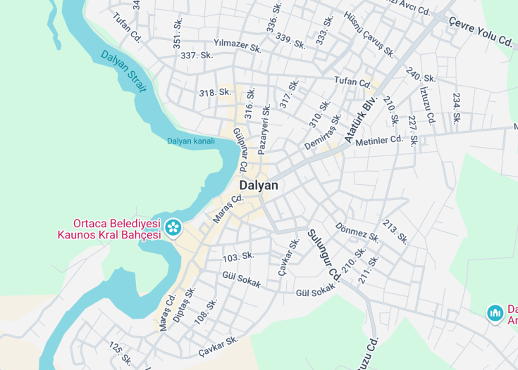 Map of Dalyan, Turkey