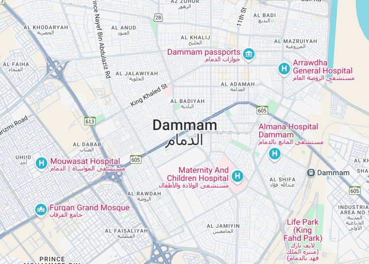 Map of Dammam, Saudi Arabia