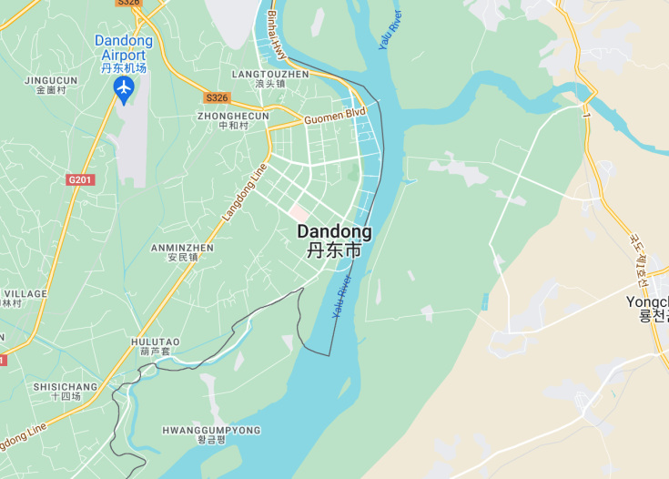 Map of Dandong, China