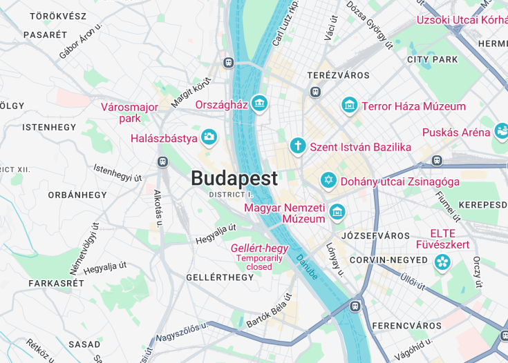 Map of Danube river, Budapest