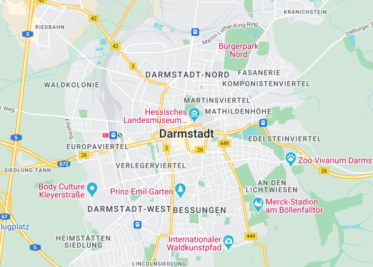 Map of Darmstadt, Germany