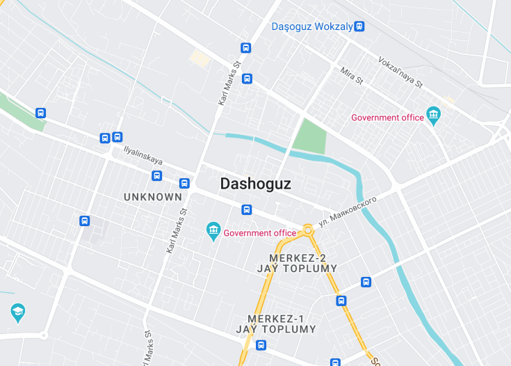 Map of Dashoguz, Turkmenistan