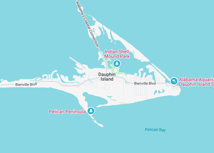 Map of Dauphin Island, Alabama (USA)