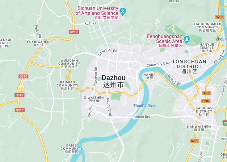 Map of Dazhou, China