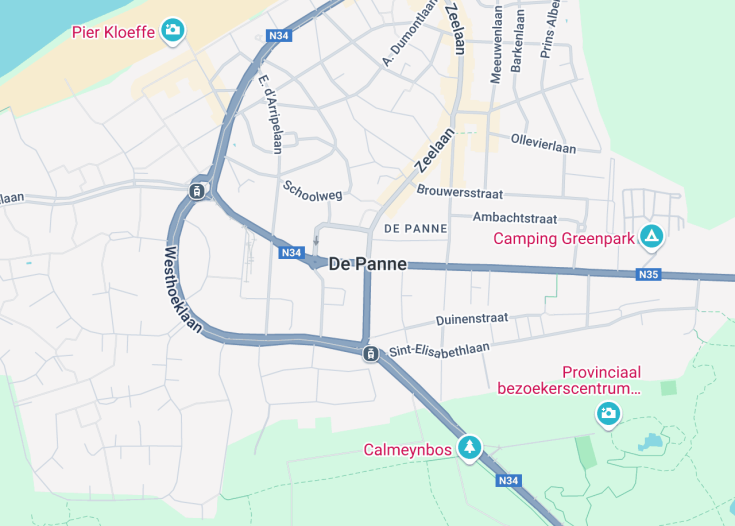 Map of De Panne, Belgium