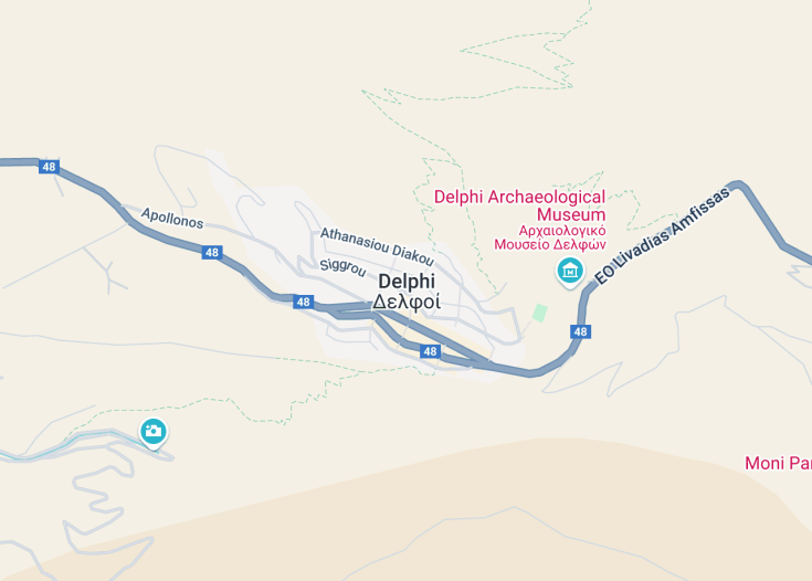 Map of Delphi, Greece