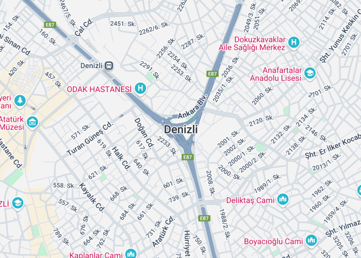 Map of Denizli, Turkey