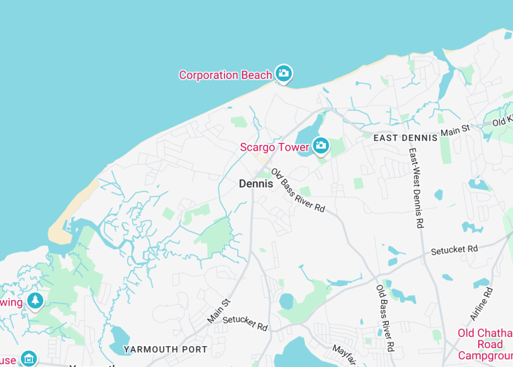 Map of Dennis, Massachusetts (USA)