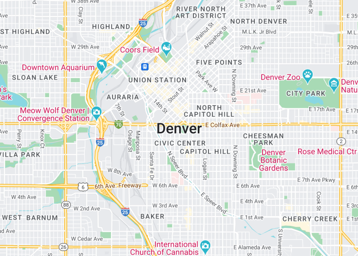 Map of Denver, Colorado (USA)