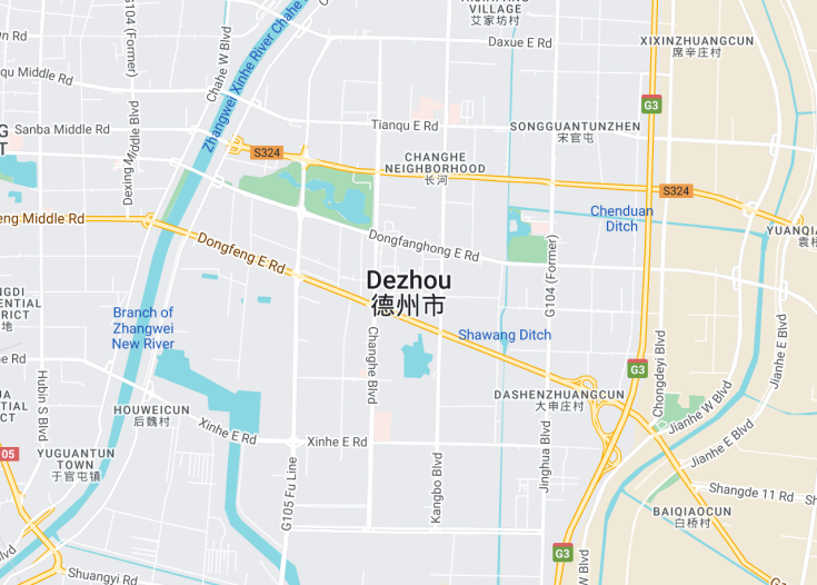 Map of Dezhou, China