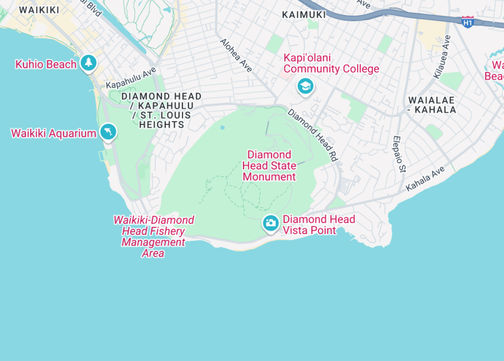 Map of Diamond Head, Honolulu