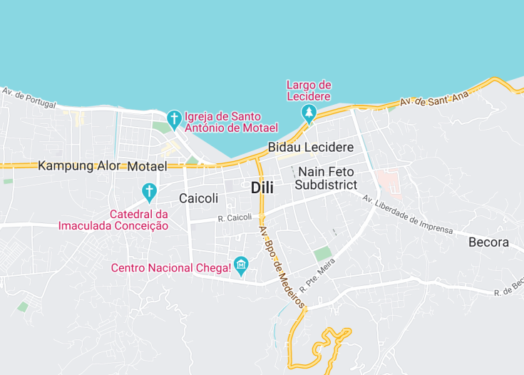 Map of Dili, Timor-Leste