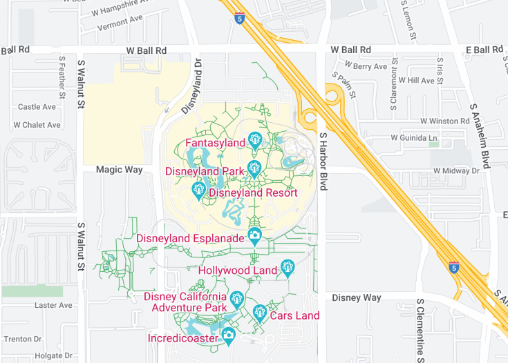 Map of Disneyland, Los Angeles