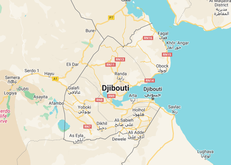 Map of Djibouti, 