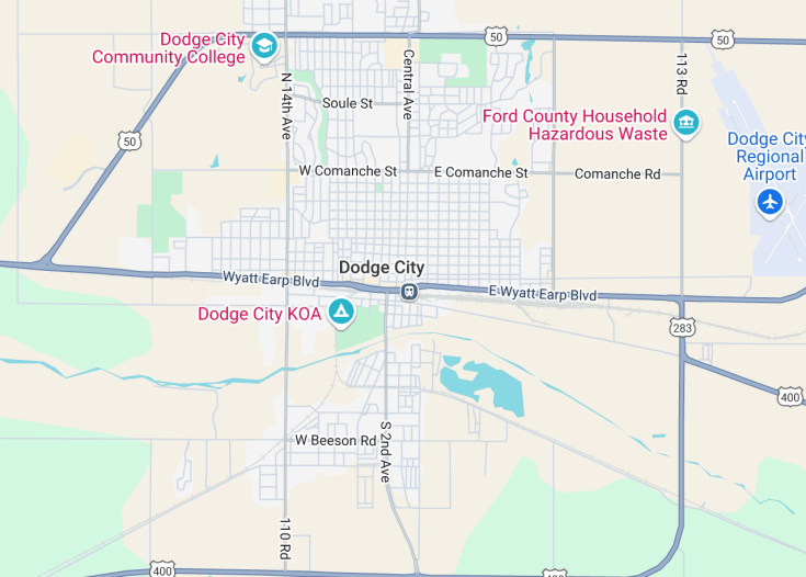 Map of Dodge City, Kansas (USA)