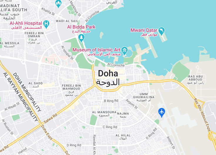 Map of Doha, Qatar