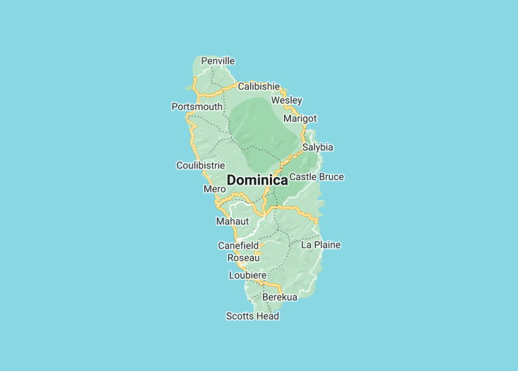 Map of Dominica, 