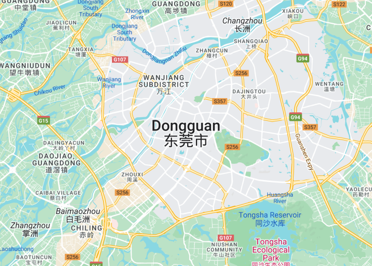 Map of Dongguan, China