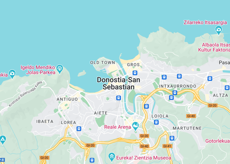 Map of Donostia-San Sebastian, Spain