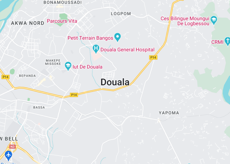 Map of Douala, Cameroon