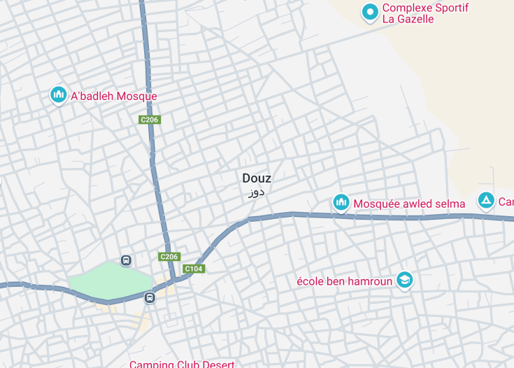 Map of Douz, Tunisia