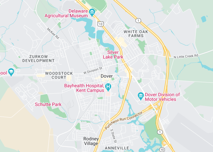 Map of Dover, Delaware (USA)