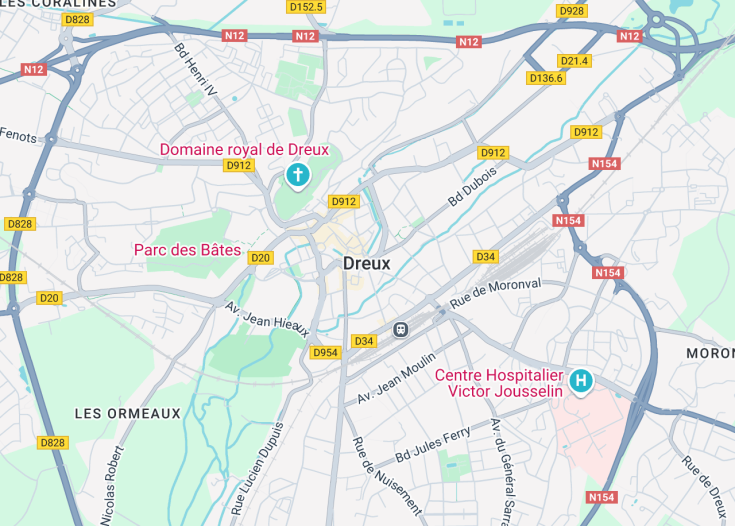 Map of Dreux, France