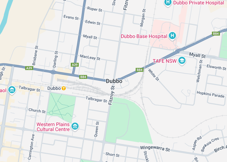 Map of Dubbo, Australia