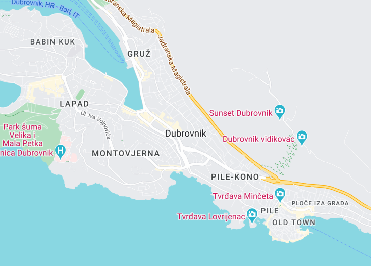 Map of Dubrovnik, Croatia