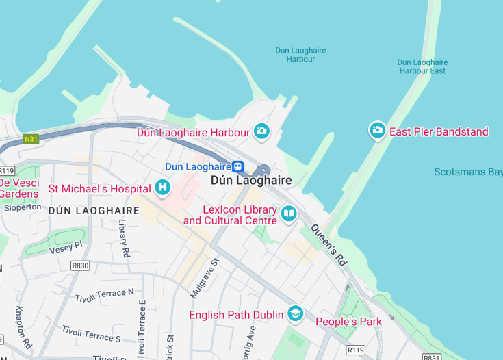 Map of Dún Laoghaire, Ireland