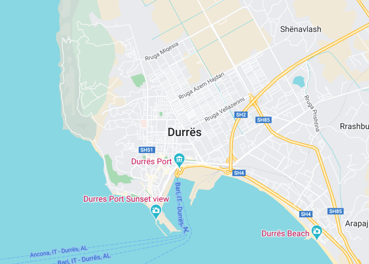 Map of Durrës, Albania