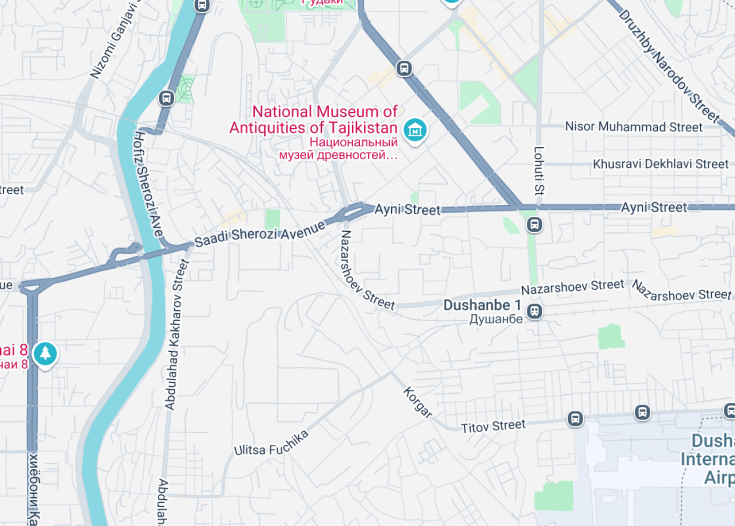 Map of Dushanbe, Tajikistan