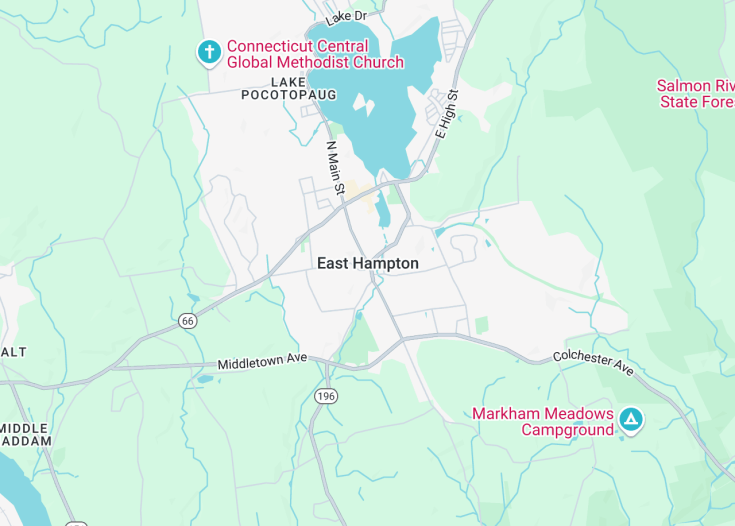 Map of East Hampton, Connecticut (USA)