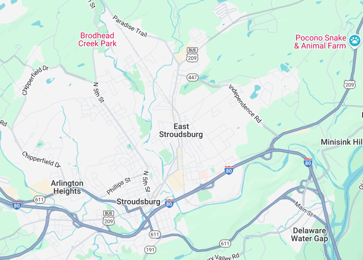 Map of East Stroudsburg, Pennsylvania (USA)