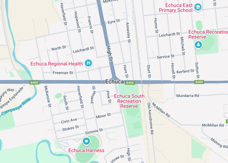 Map of Echuca, Australia