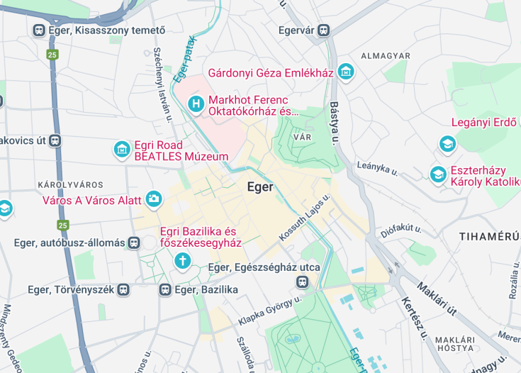 Map of Eger, Hungary