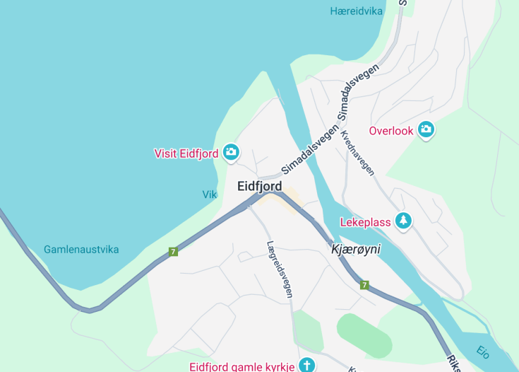 Map of Eidfjord, Norway