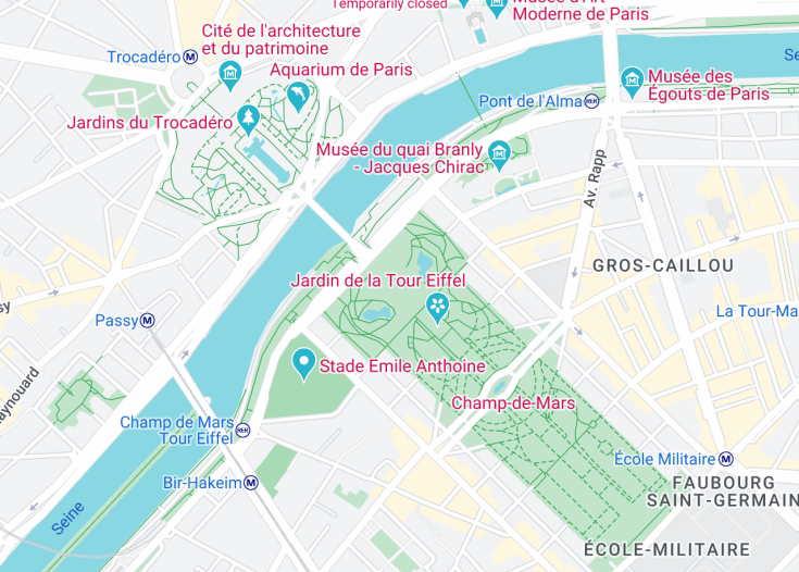 Map of Eiffel Tower, Paris