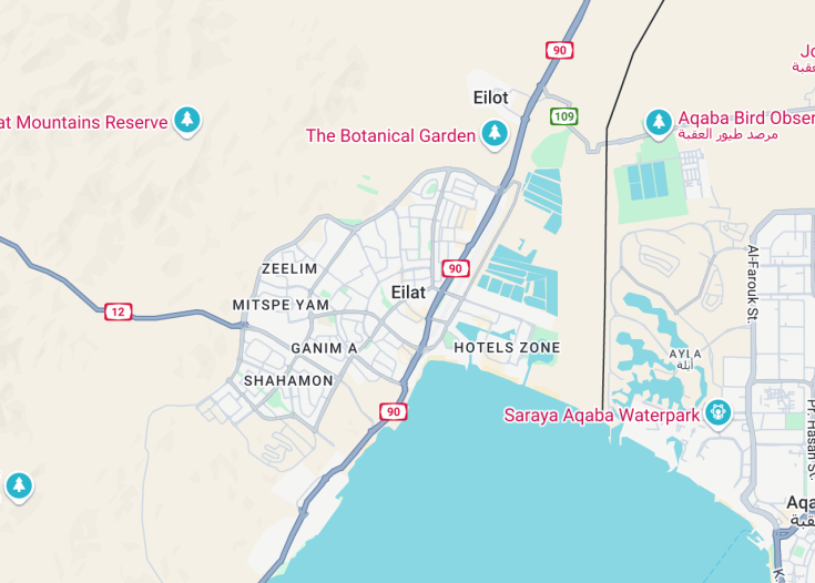 Map of Eilat, Israel