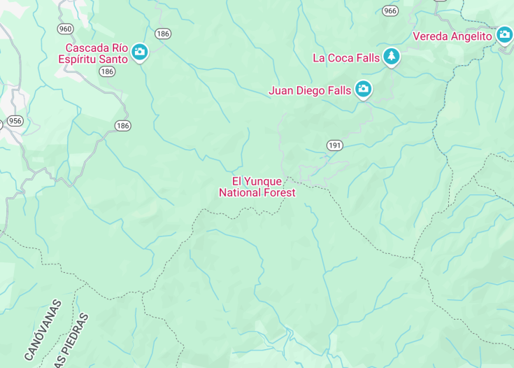 Map of El Yunque National Forest, San Juan