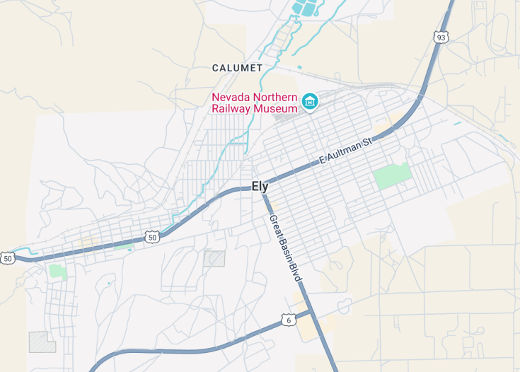 Map of Ely, Nevada (USA)