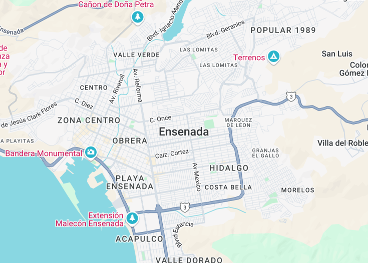 Map of Ensenada, Mexico