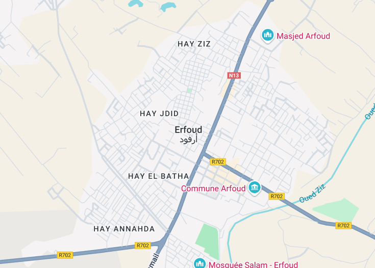 Map of Erfoud, Morocco