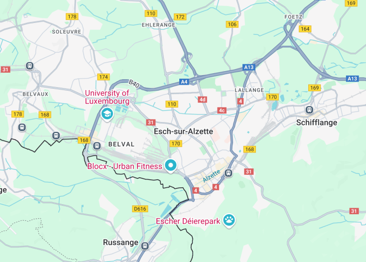 Map of Esch-sur-Alzette, Luxembourg